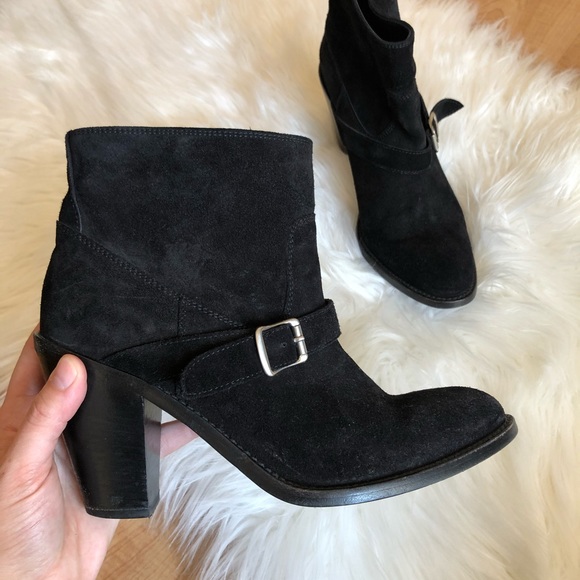 Saint Laurent Paris Single Buckle Suede Booties - Picture 6 of 11